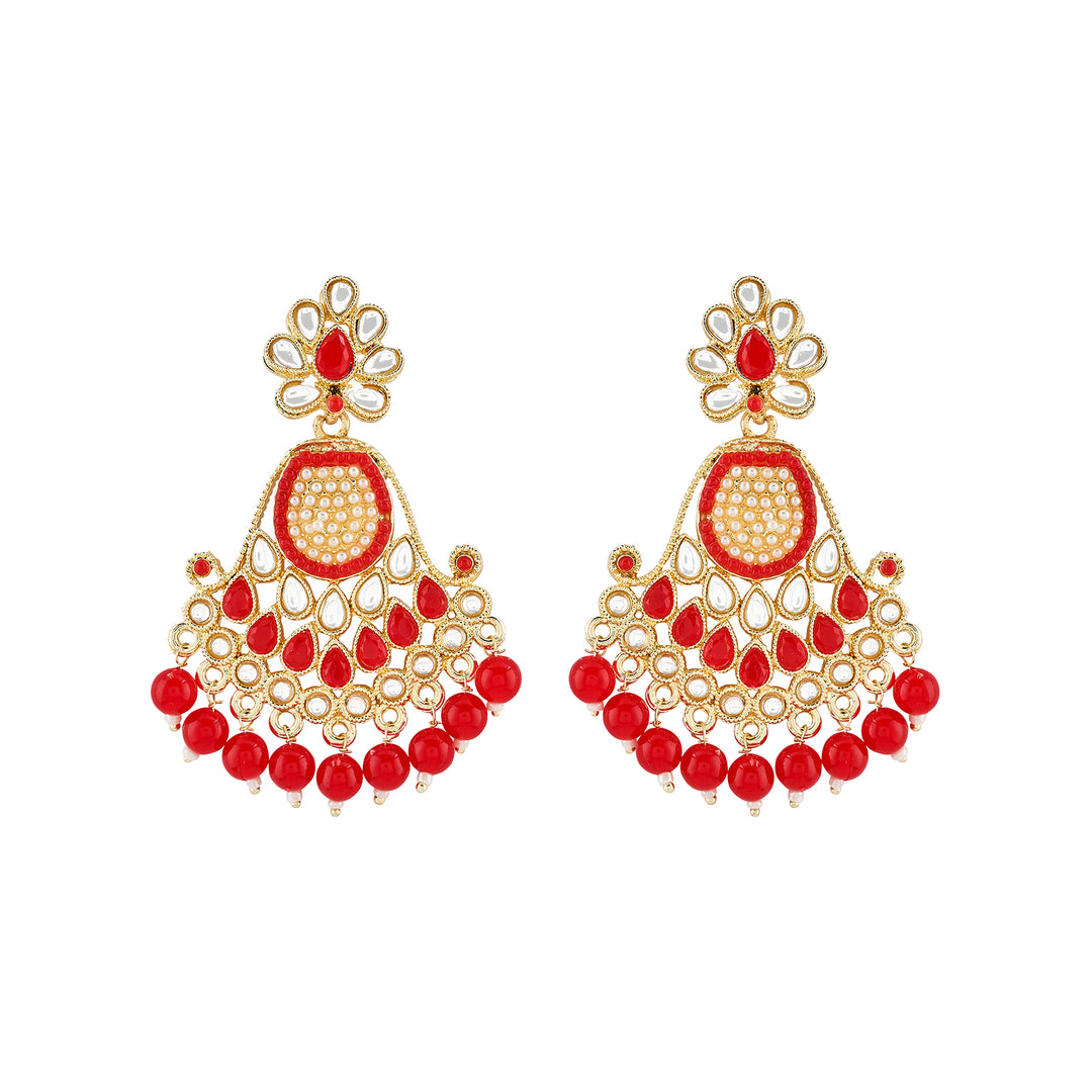 Teejh Ineya Red Bead Gold Earrings