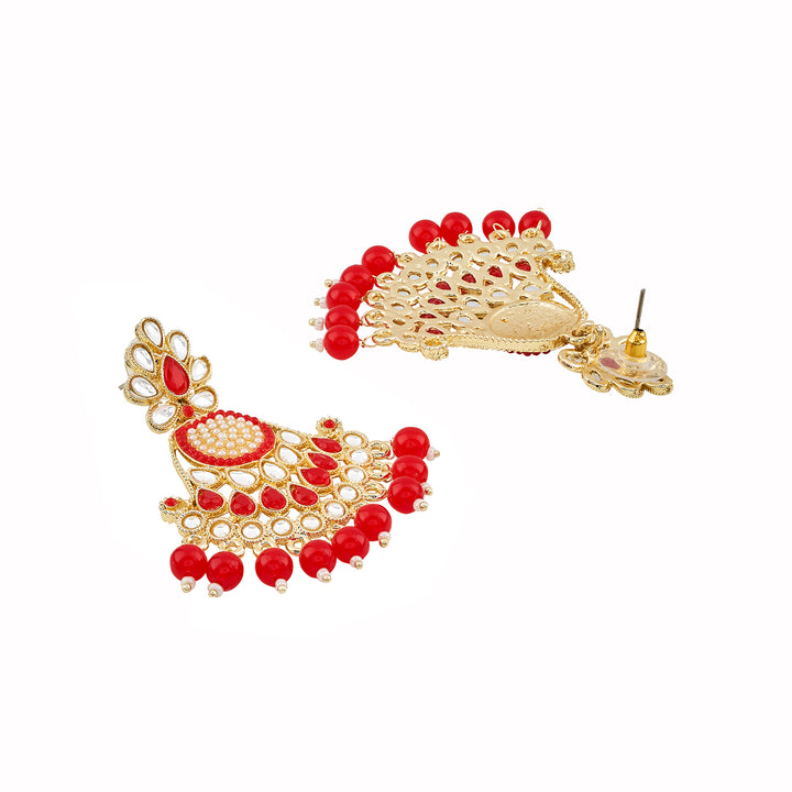 Teejh Ineya Red Bead Gold Earrings