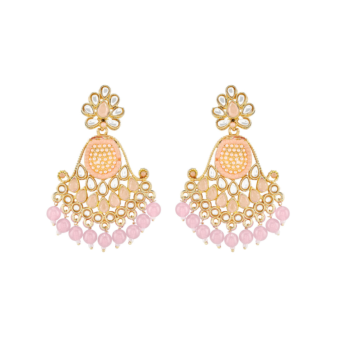 Teejh Ineya Pink Bead Gold Earrings