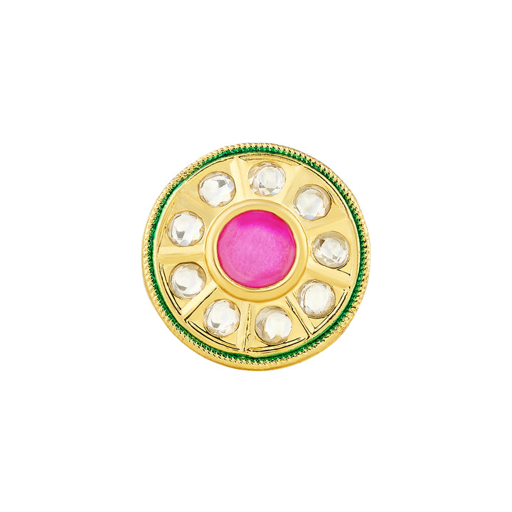 Teejh Smita Red and Gold Round shaped Ring