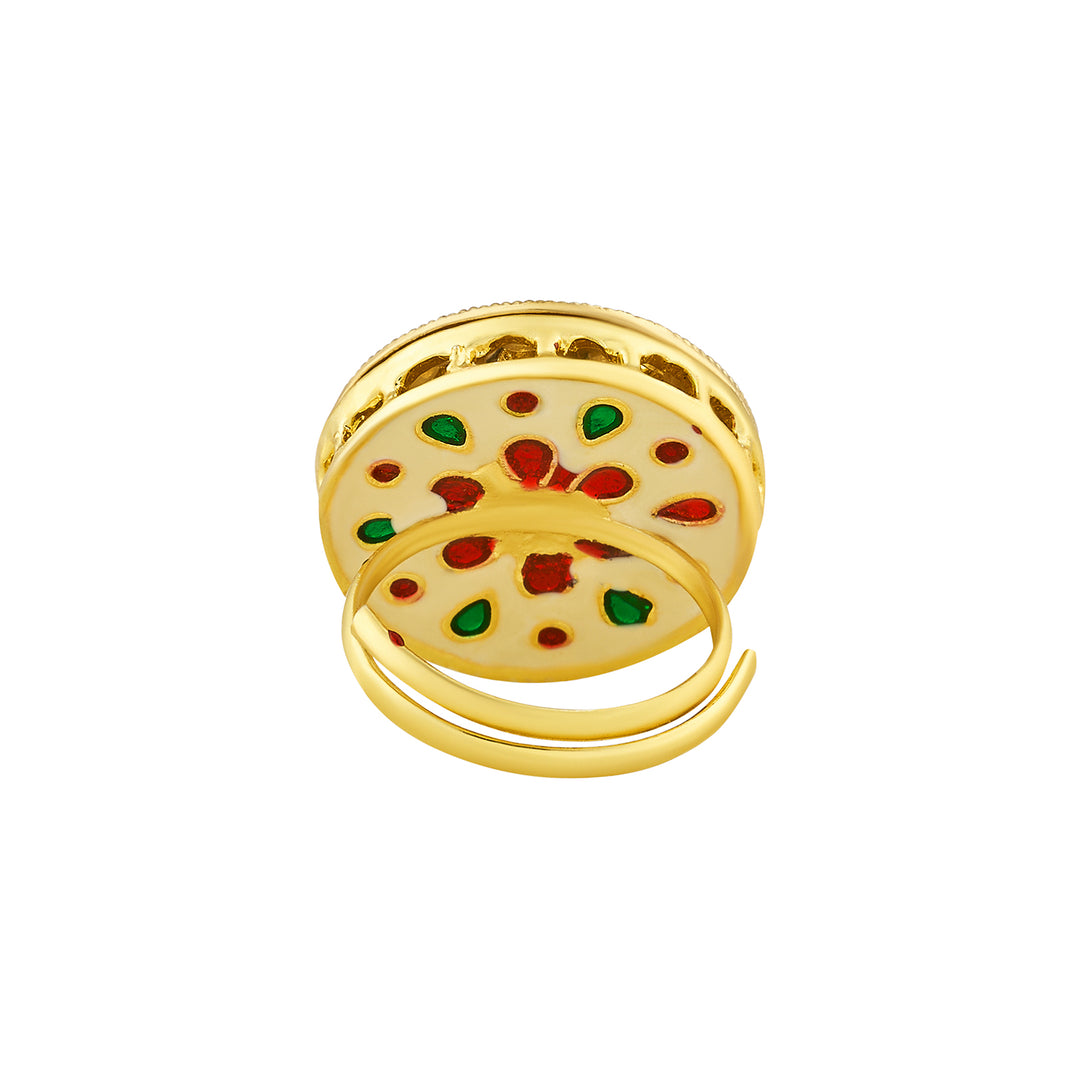 Teejh Smita Red and Gold Round shaped Ring