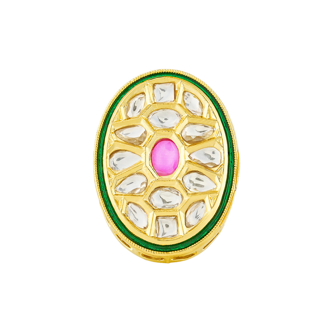 Teejh Smita Red and Gold Oval shaped Ring