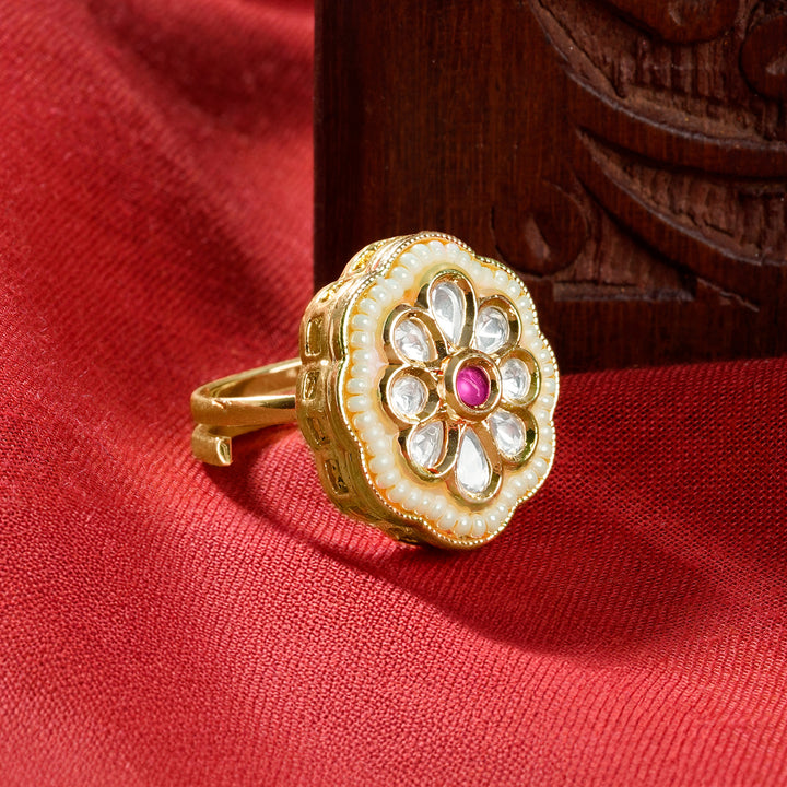 Teejh Kriti Red and Gold Ring