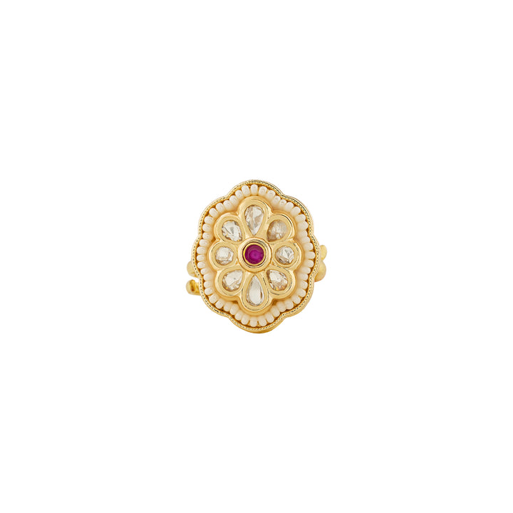 Teejh Kriti Red and Gold Ring