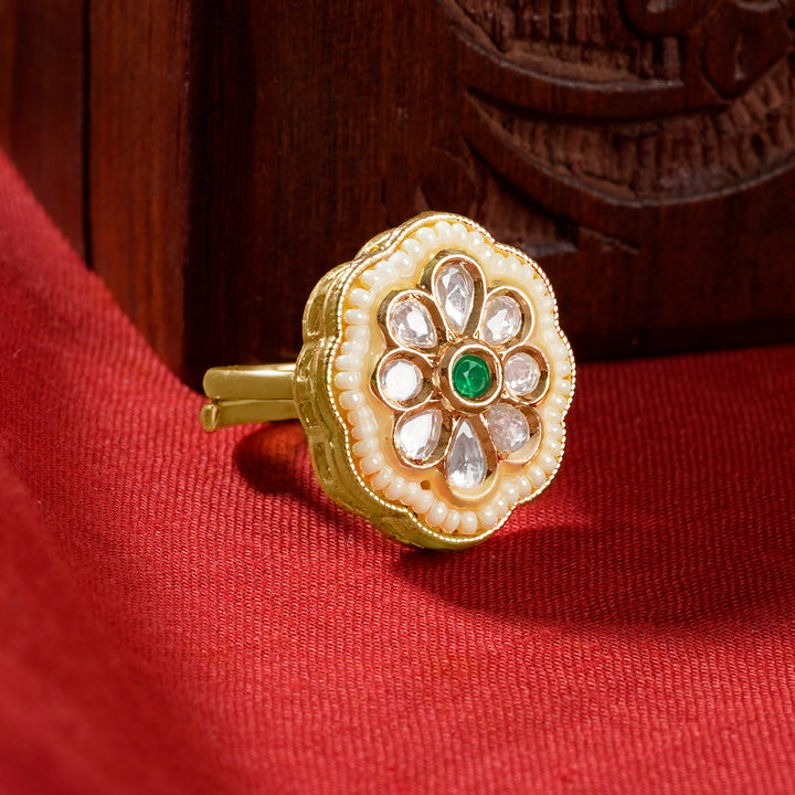 Teejh Kriti Green and Gold Ring