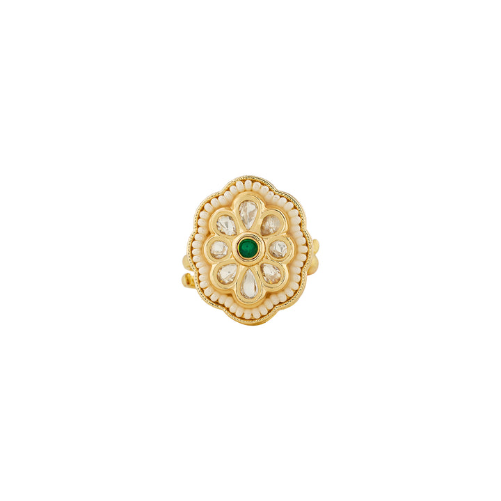Teejh Kriti Green and Gold Ring