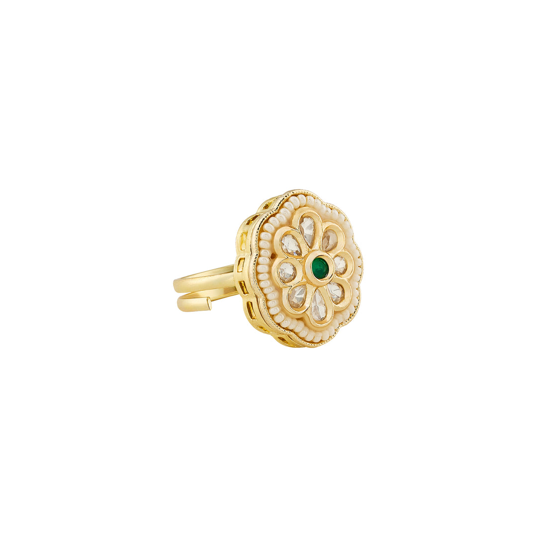 Teejh Kriti Green and Gold Ring