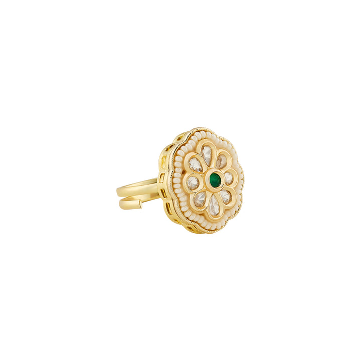 Teejh Kriti Green and Gold Ring