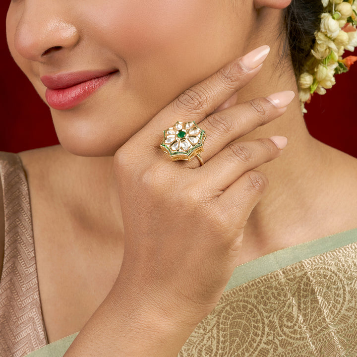 Teejh Raaya Green and Gold Ring