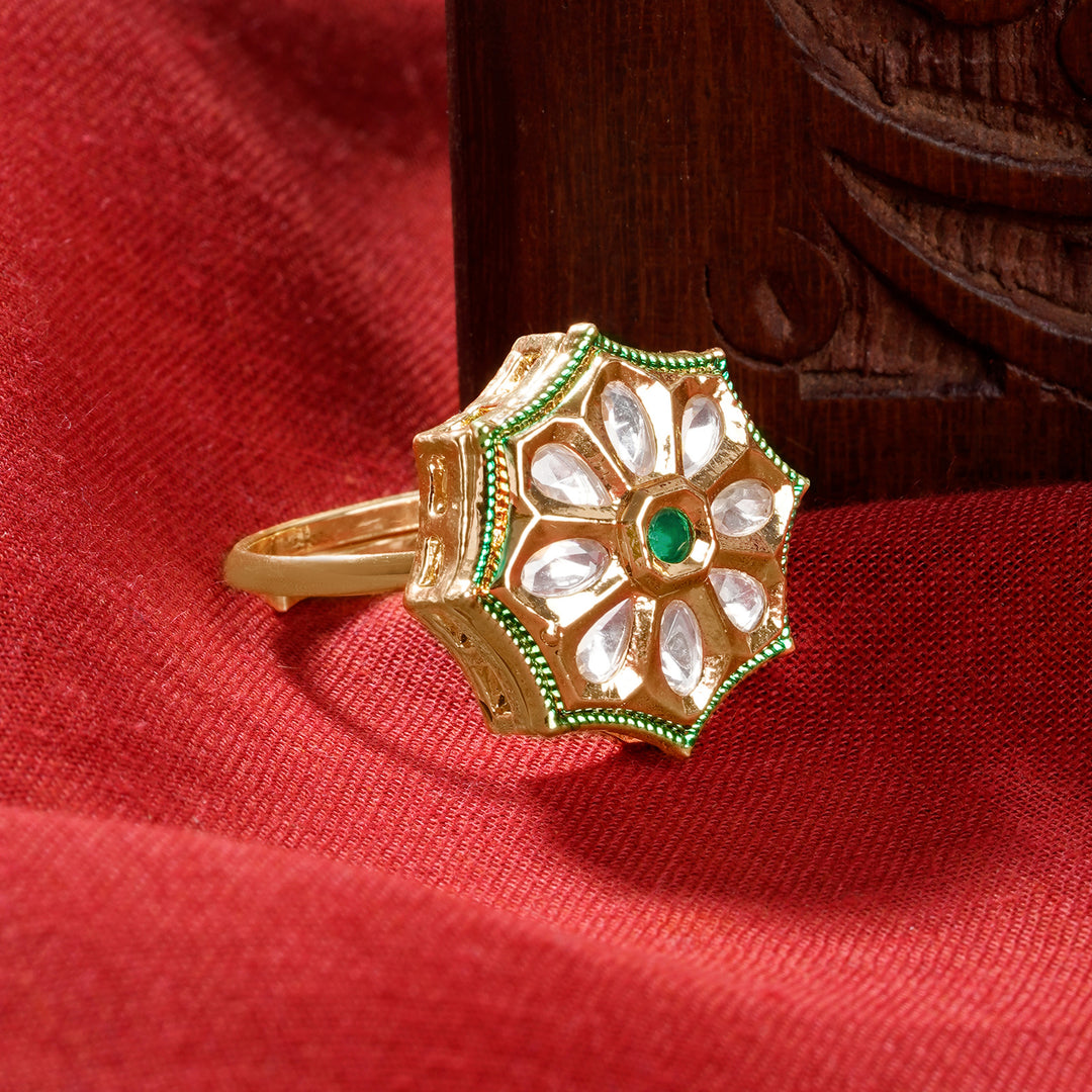 Teejh Hayaa Green and Gold Ring