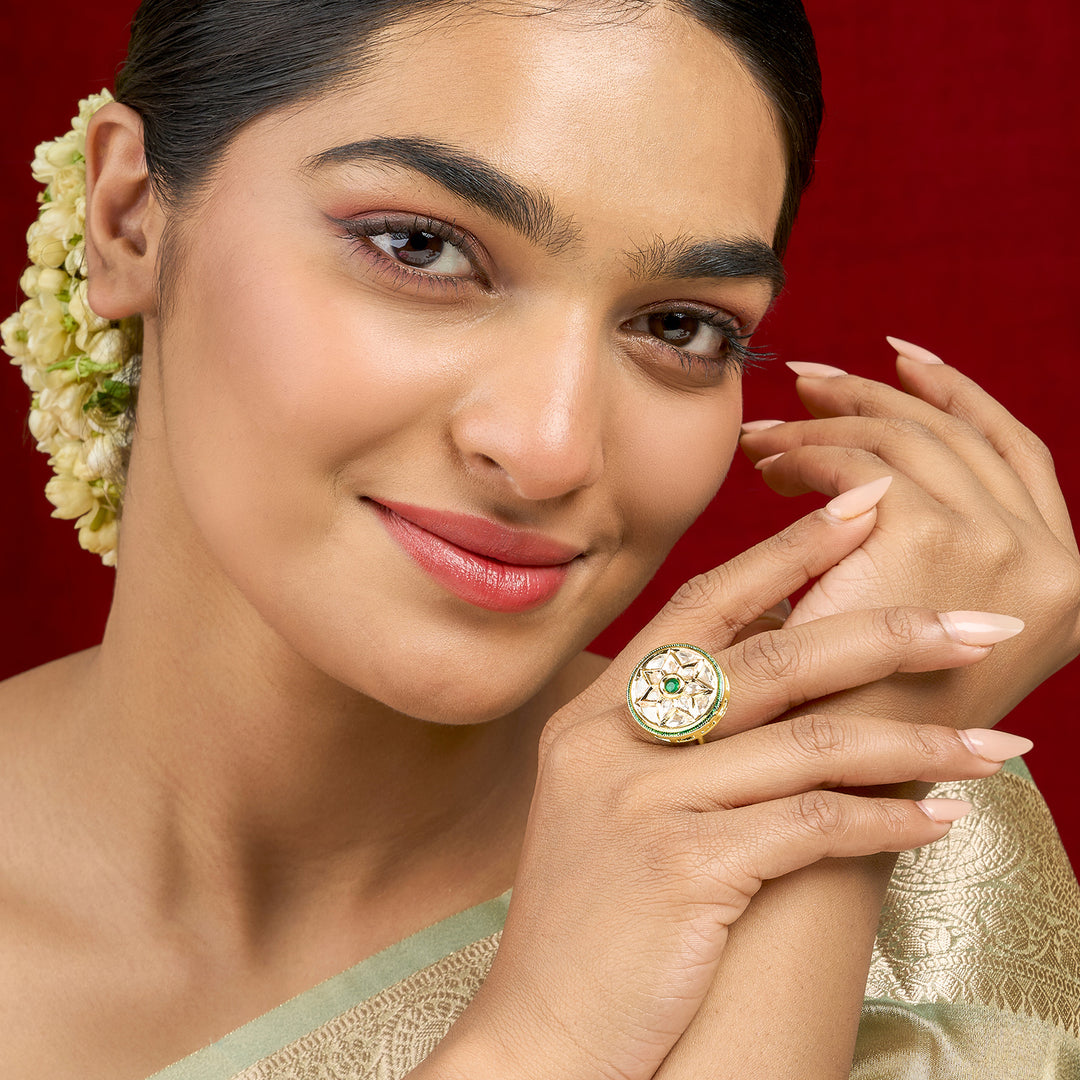 Teejh Lakya Green and Gold Ring