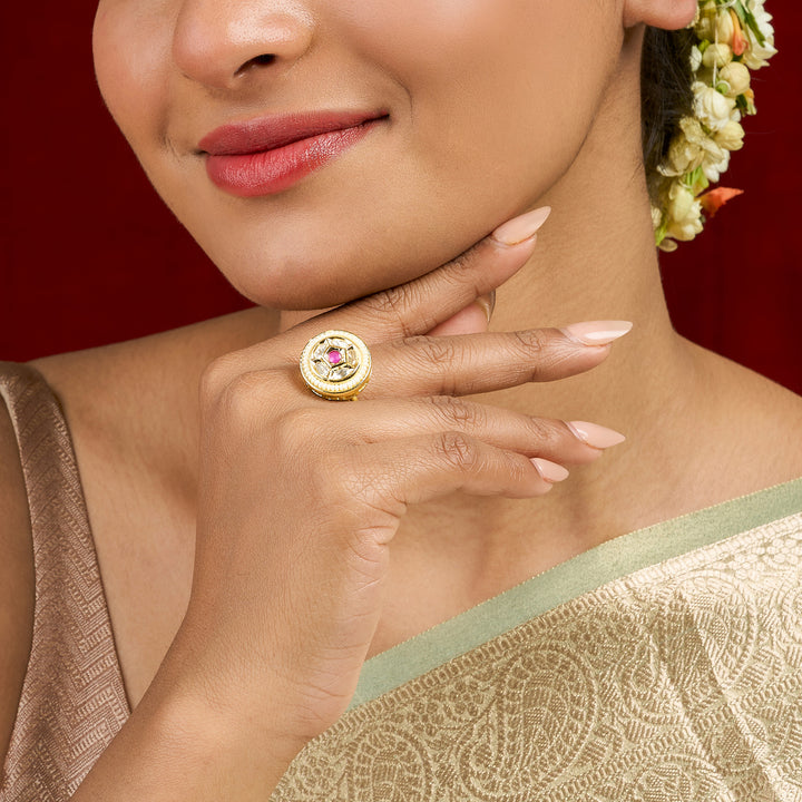 Teejh Romiha Red and Gold Ring
