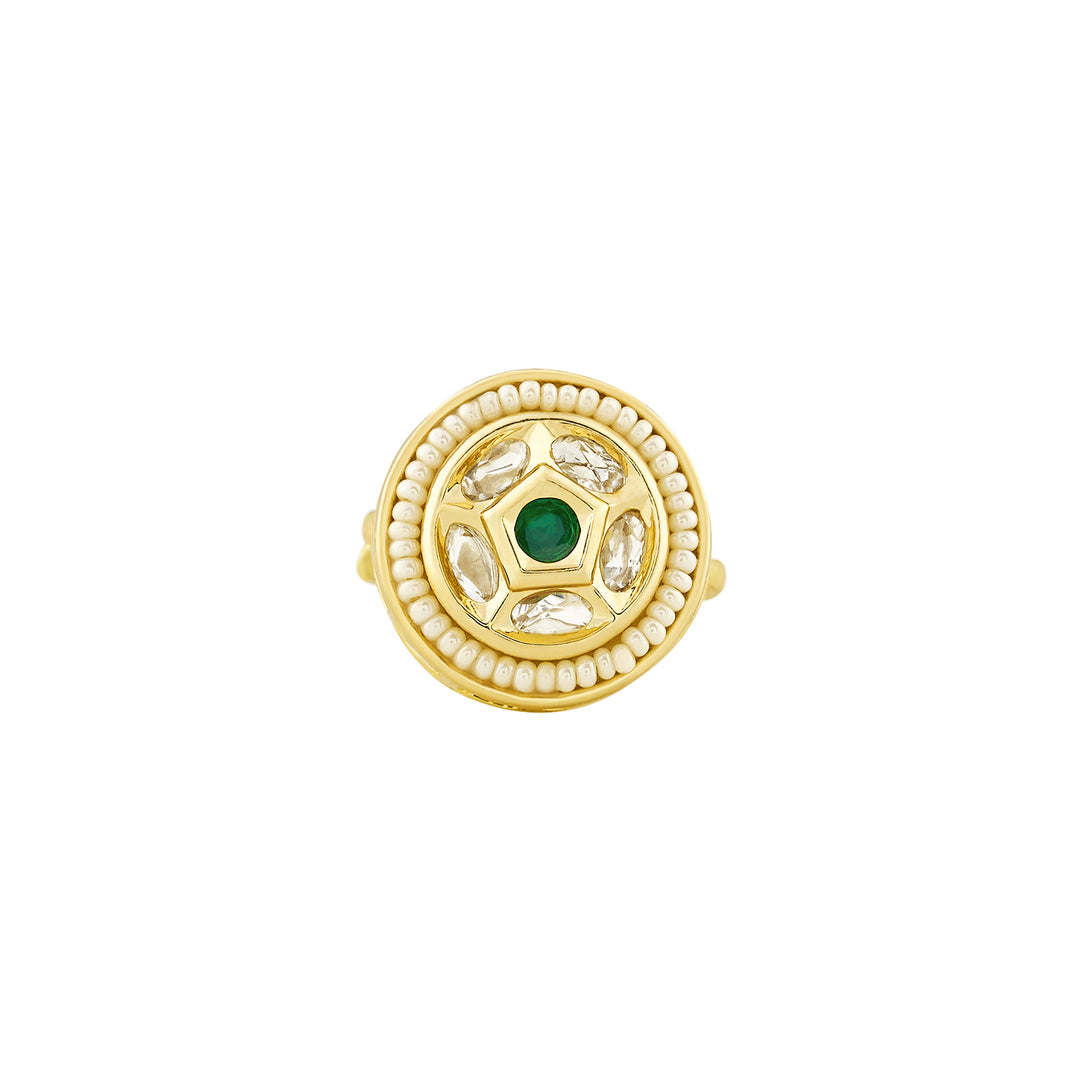 Teejh Romiha Green and Gold Ring