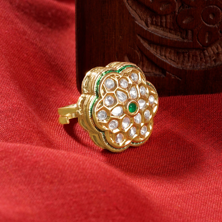 Teejh Trinika Green and Gold Ring