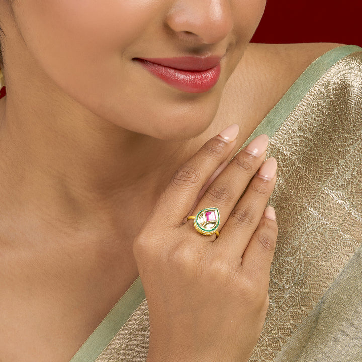 Teejh Kalindi Red and Gold Ring
