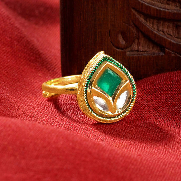 Teejh Kalindi Green and Gold Ring