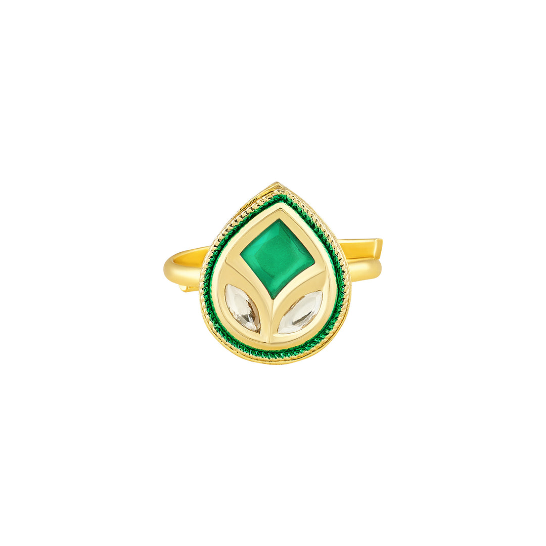 Teejh Kalindi Green and Gold Ring