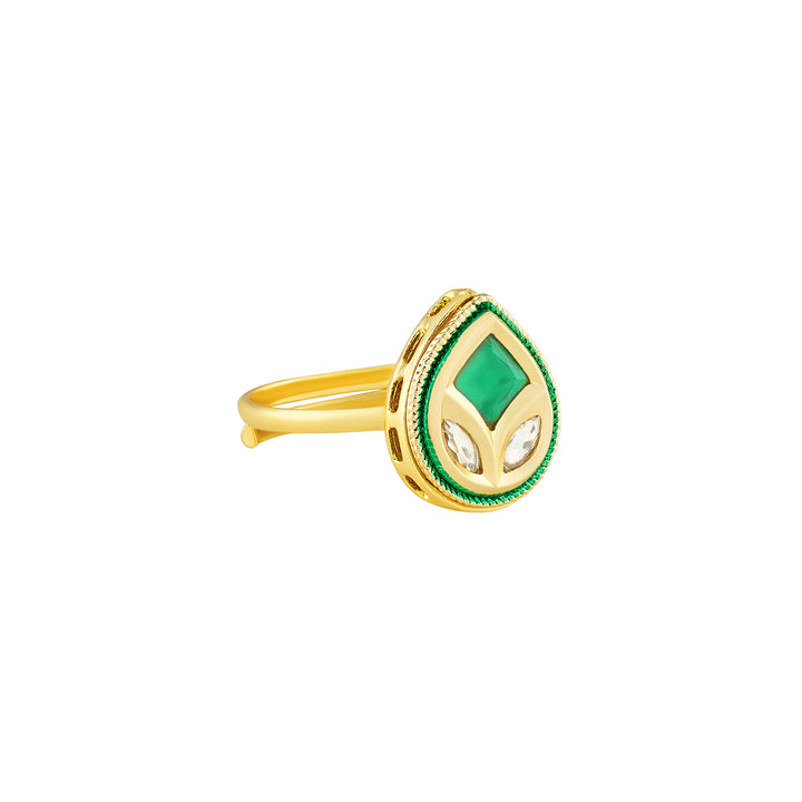 Teejh Kalindi Green and Gold Ring