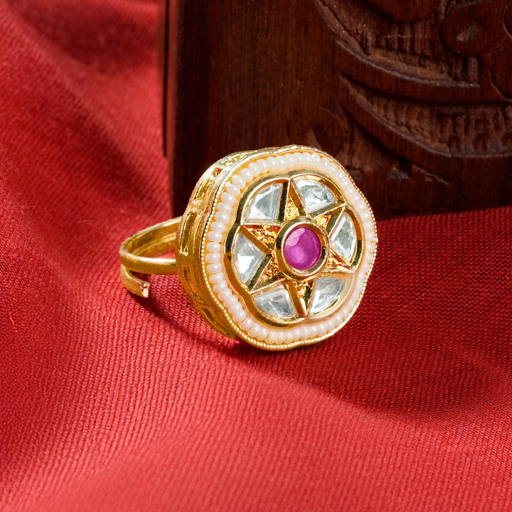 Teejh Vedangi Red and Gold Ring