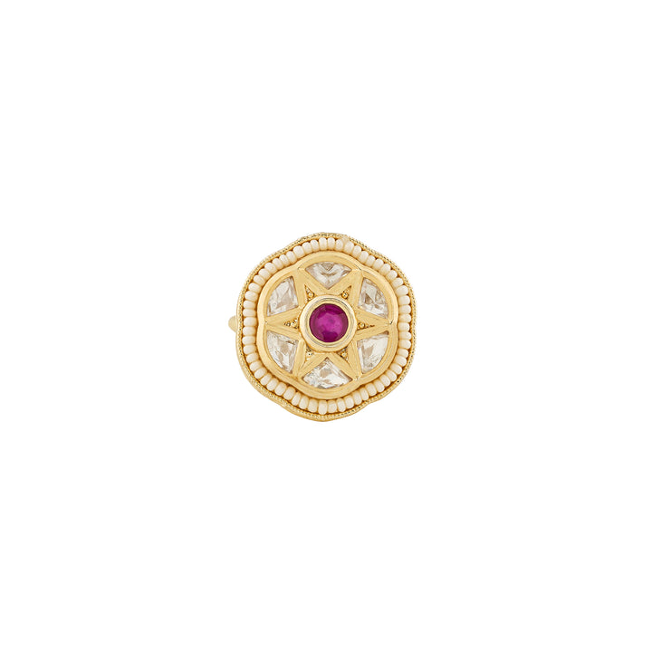 Teejh Vedangi Red and Gold Ring