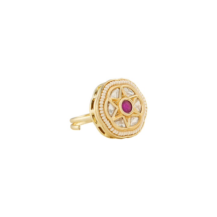 Teejh Vedangi Red and Gold Ring