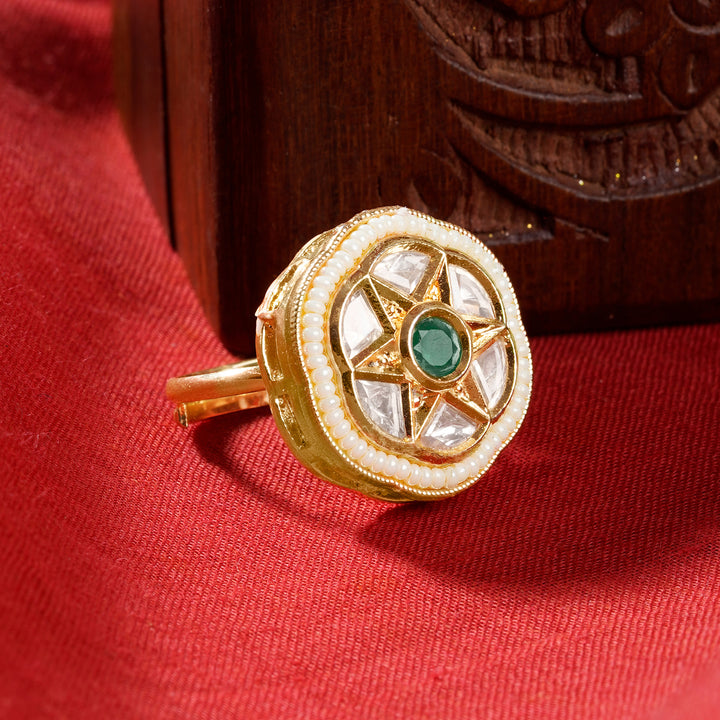 Teejh Vedangi Green and Gold Ring