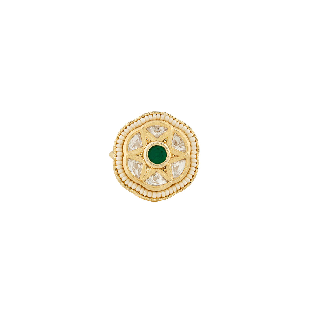 Teejh Vedangi Green and Gold Ring