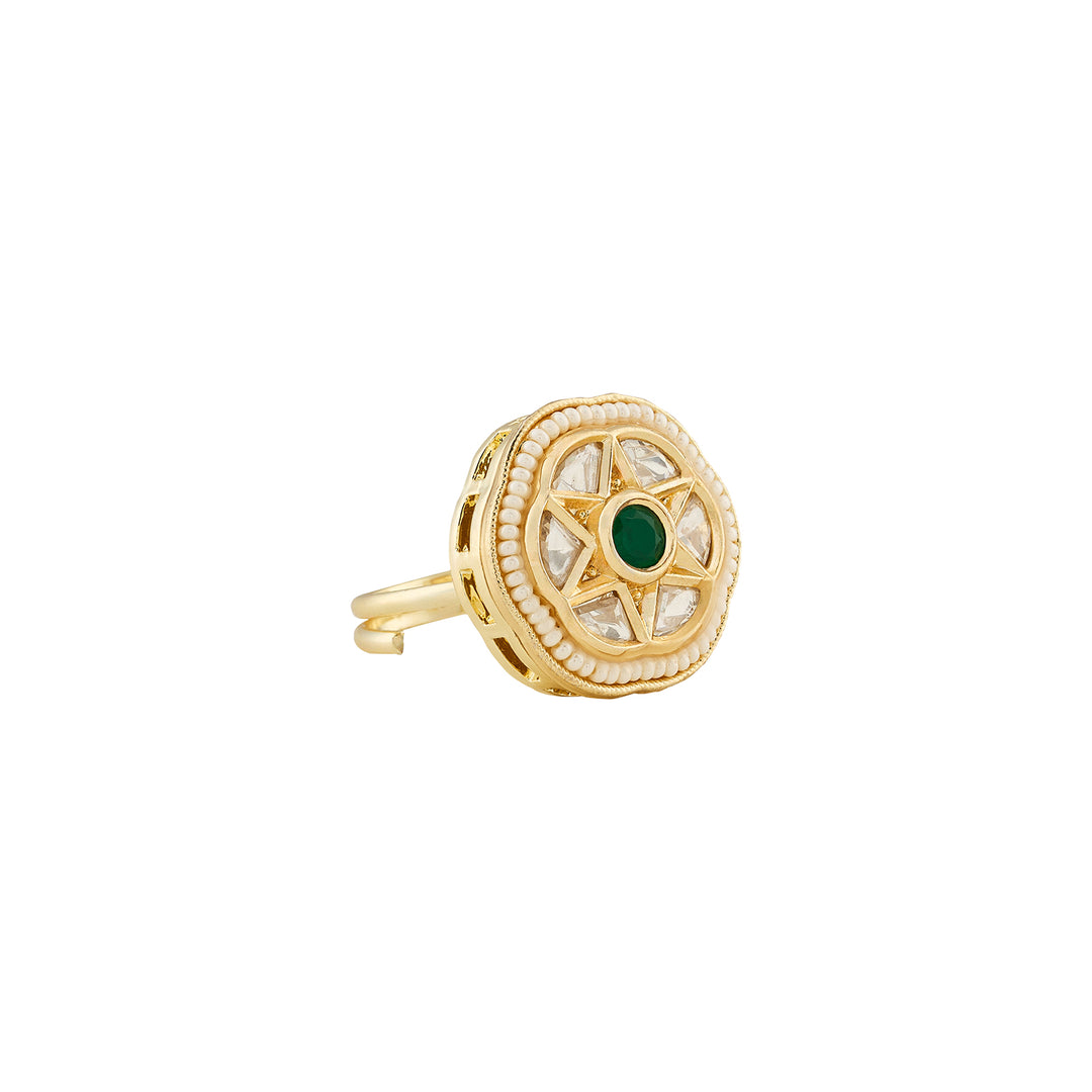 Teejh Vedangi Green and Gold Ring