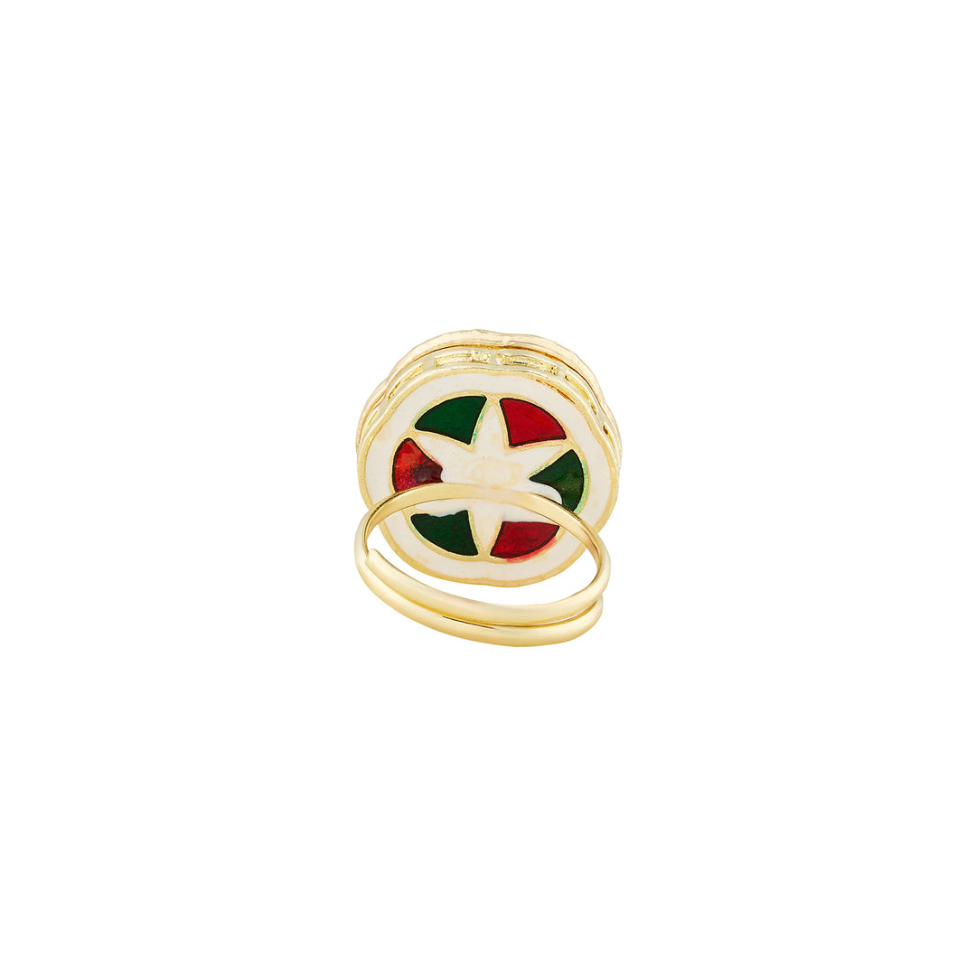 Teejh Vedangi Green and Gold Ring
