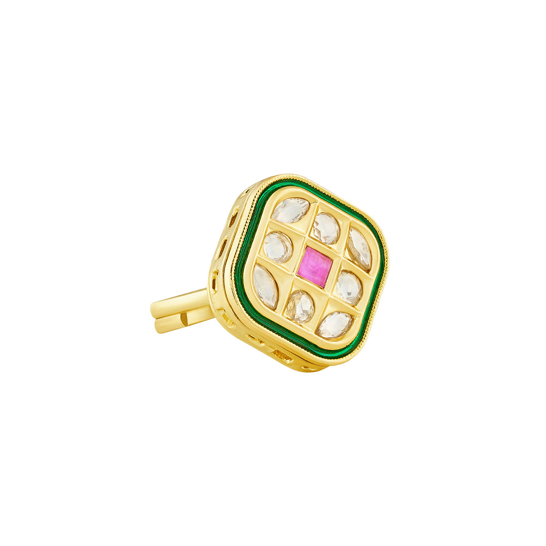 Teejh Jhimar Red and Gold Ring
