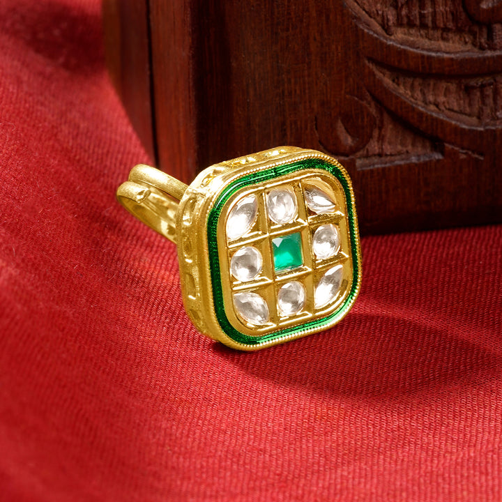 Teejh Jhimar Green and Gold Ring