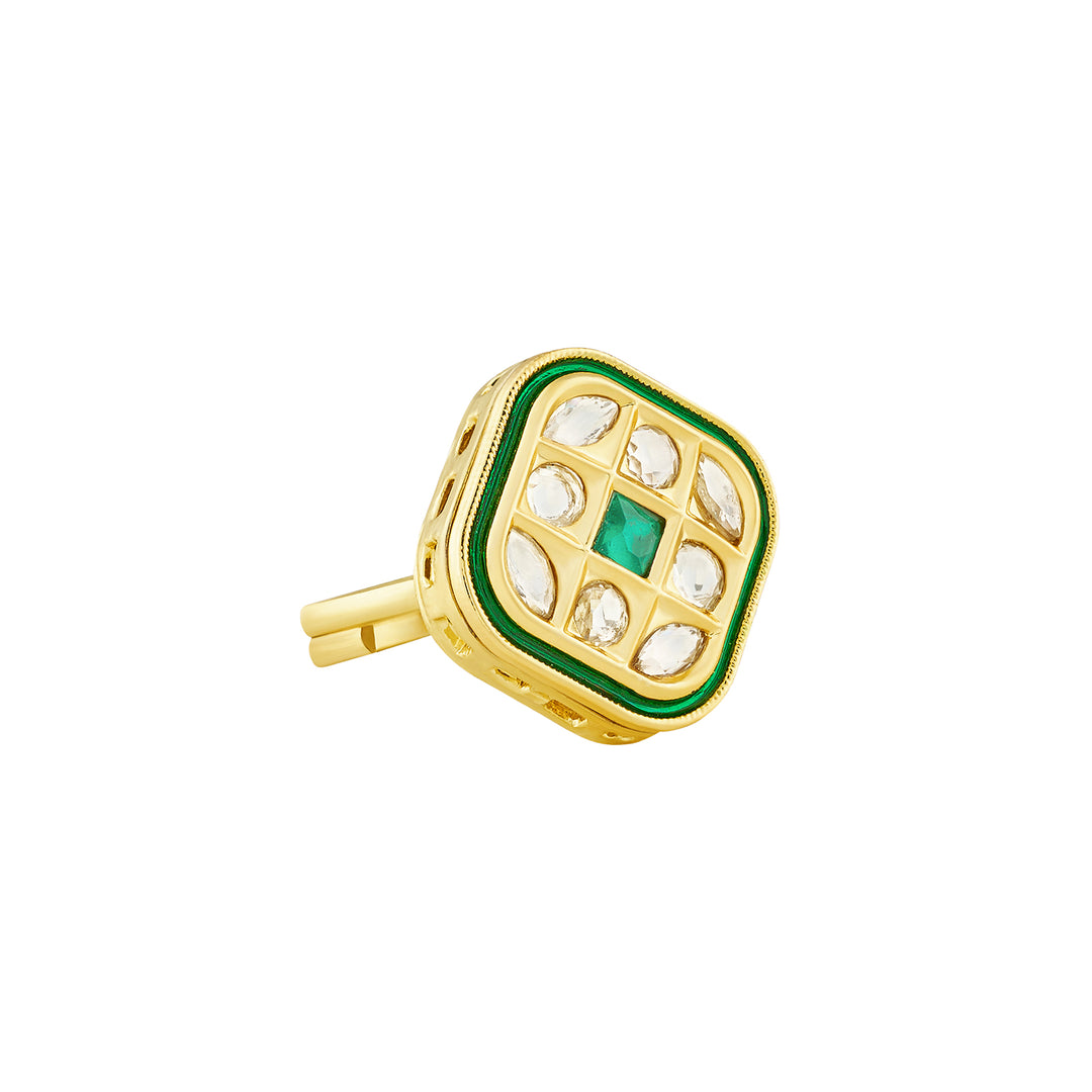 Teejh Jhimar Green and Gold Ring