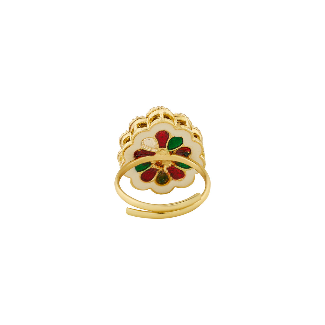 Teejh Phulan Red and Gold Ring