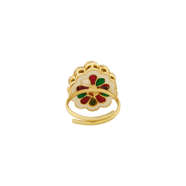 Teejh Phulan Red and Gold Ring