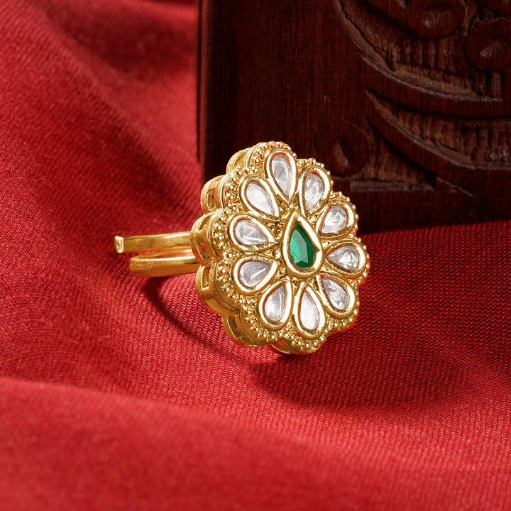 Teejh Phulan Green and Gold Ring