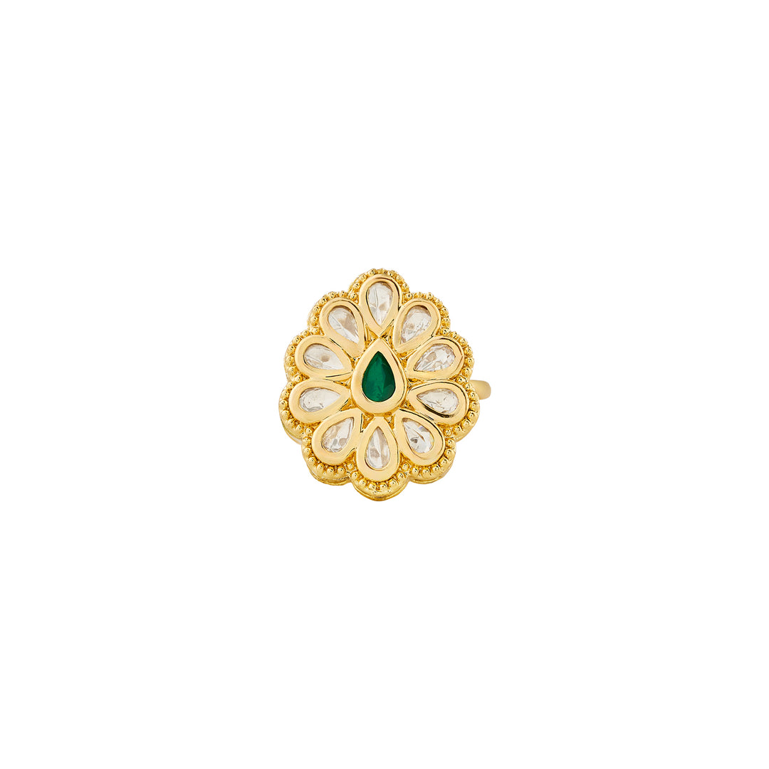Teejh Phulan Green and Gold Ring