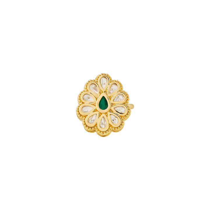 Teejh Phulan Green and Gold Ring