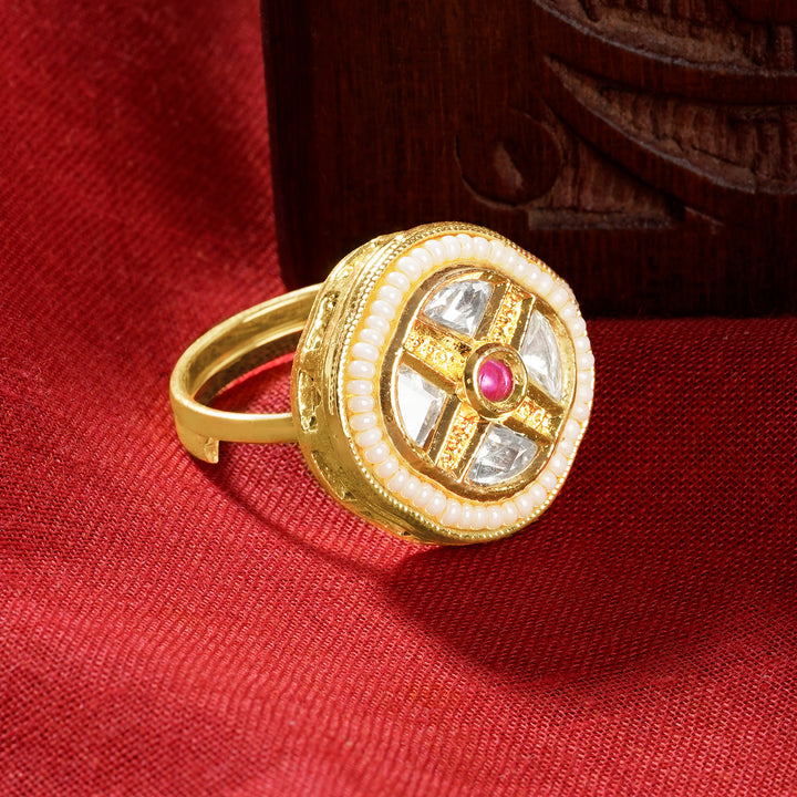 Teejh Simmu Red and Gold Ring