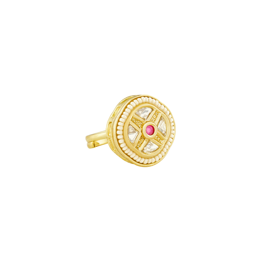 Teejh Simmu Red and Gold Ring