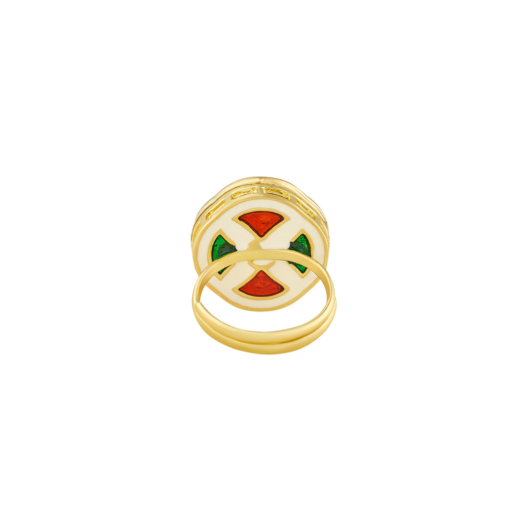 Teejh Simmu Green and Gold Ring