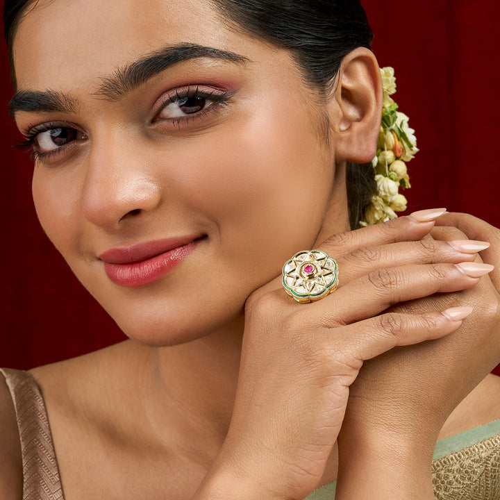 Teejh Vaniya Red and  Gold Ring