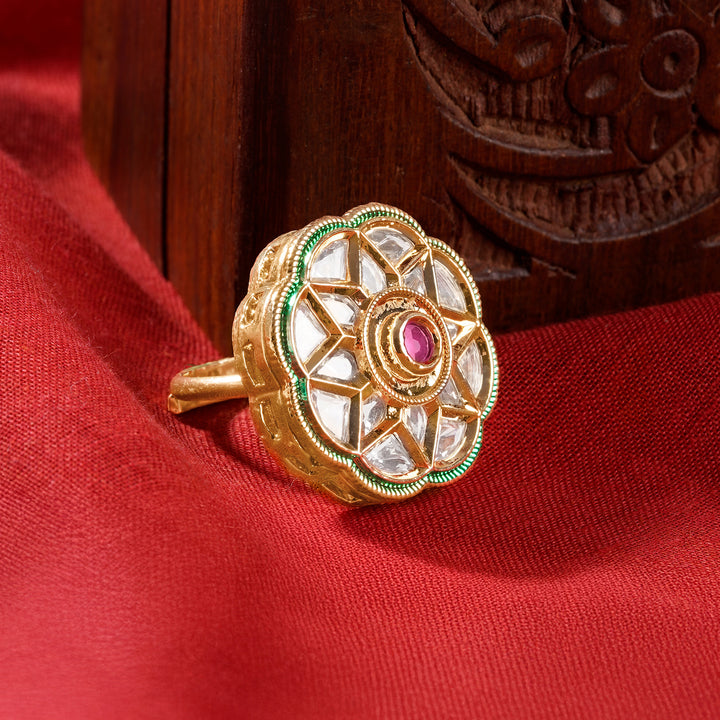 Teejh Vaniya Red and  Gold Ring