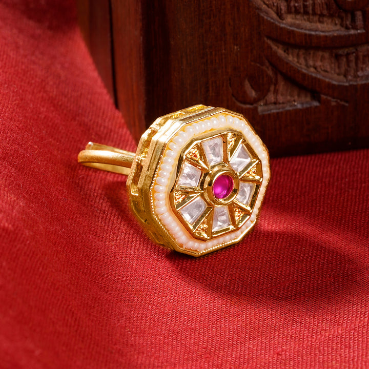 Teejh Priyali Red and Gold Ring