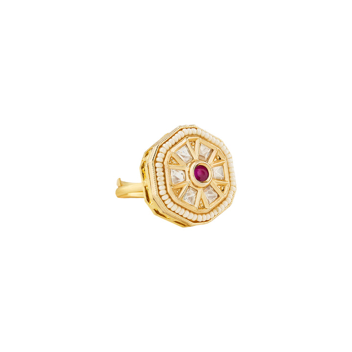 Teejh Priyali Red and Gold Ring