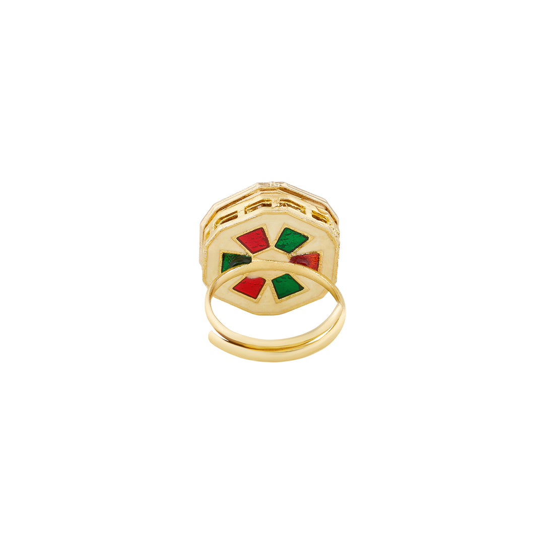 Teejh Priyali Red and Gold Ring