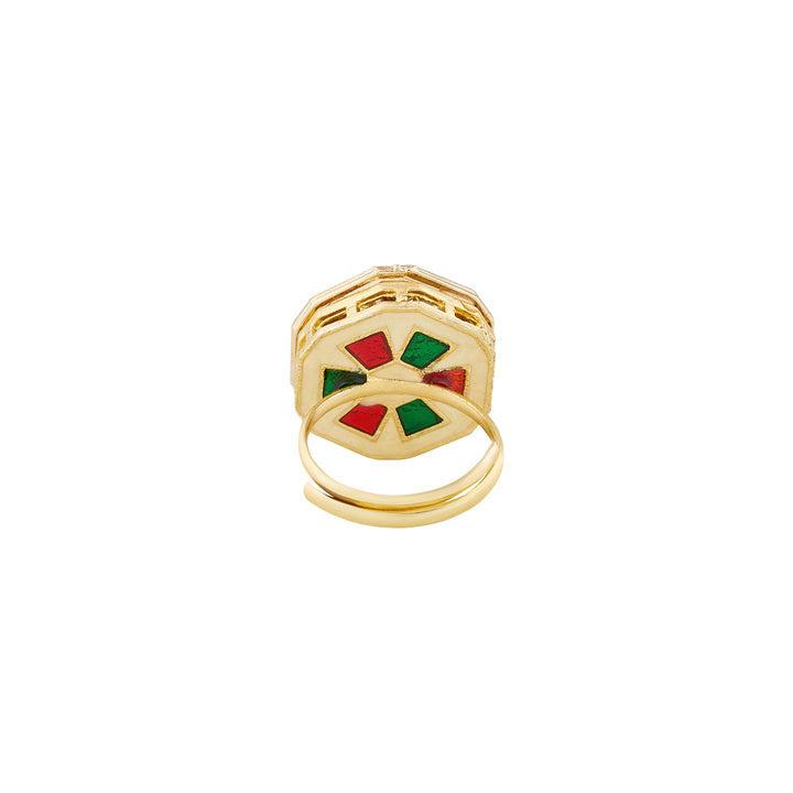 Teejh Priyali Red and Gold Ring