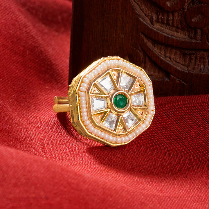 Teejh Priyali Green and Gold Ring