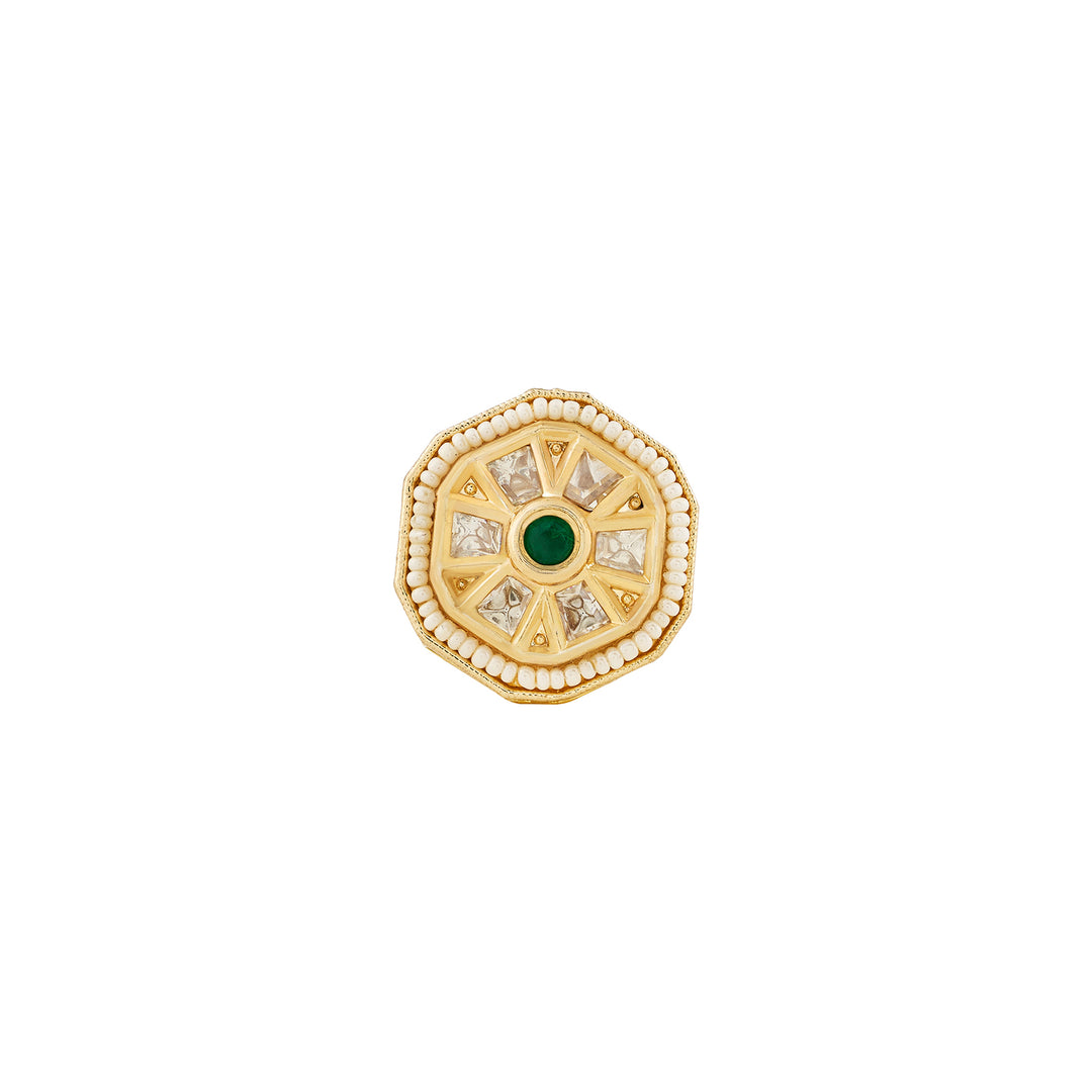 Teejh Priyali Green and Gold Ring