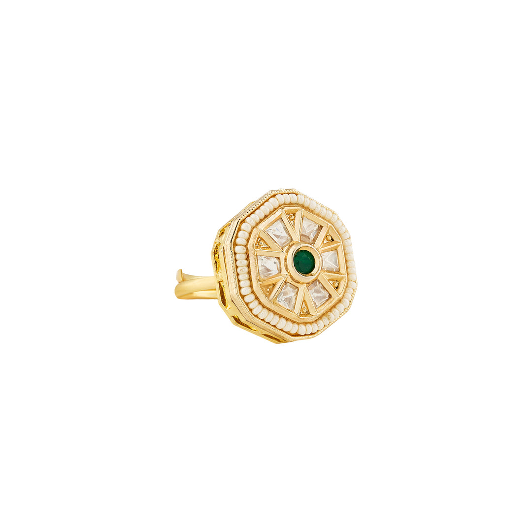 Teejh Priyali Green and Gold Ring