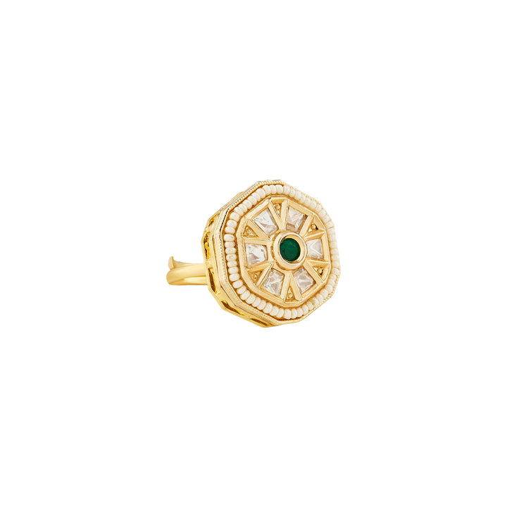 Teejh Priyali Green and Gold Ring